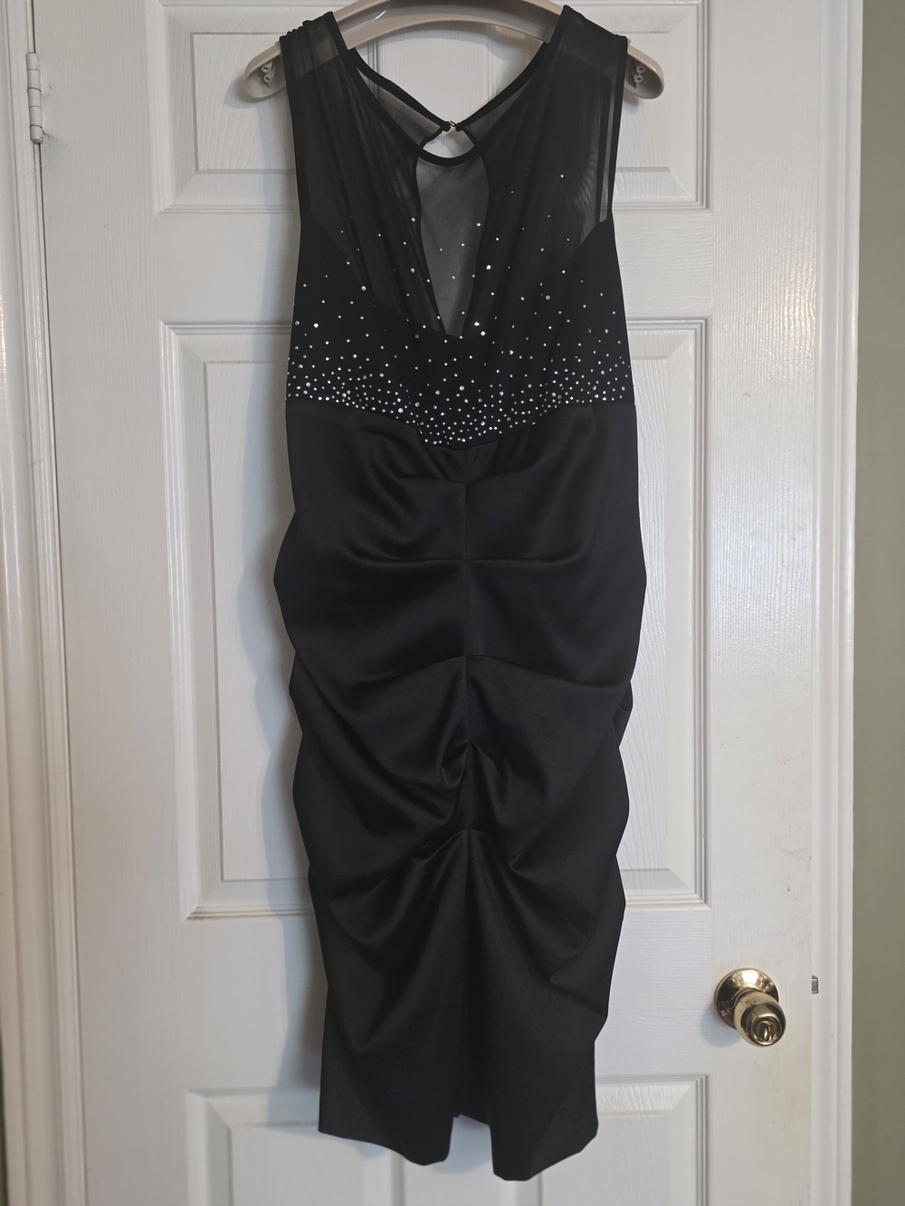 H&M Black Mesh Midi Dress with Rhinestone Detail